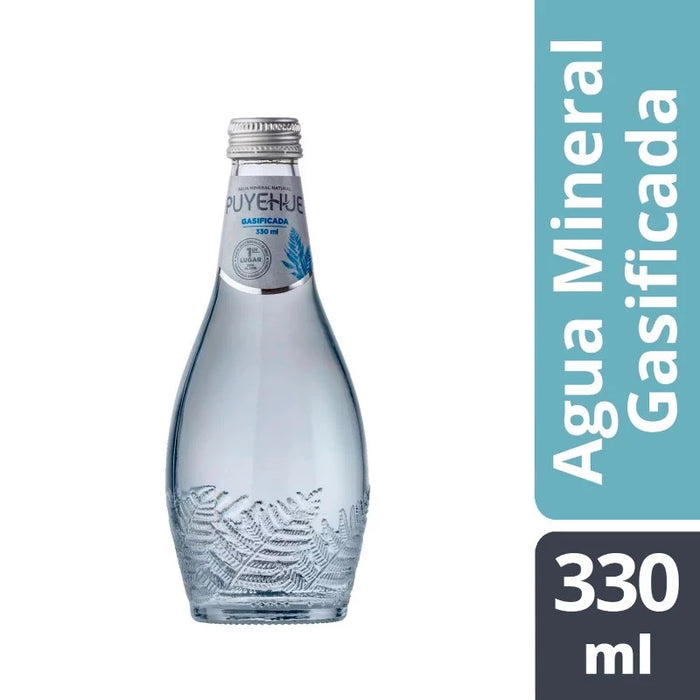 Agua mineral con gas vidrio display 12 unidades 330cc - Puyehue
