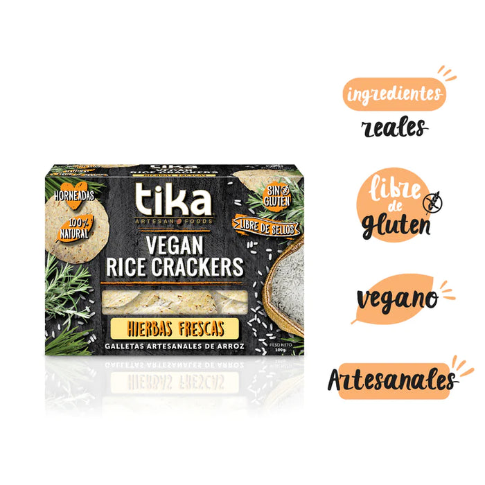 Vegan Rice Crackers Hierbas Frescas 100 g - Tika
