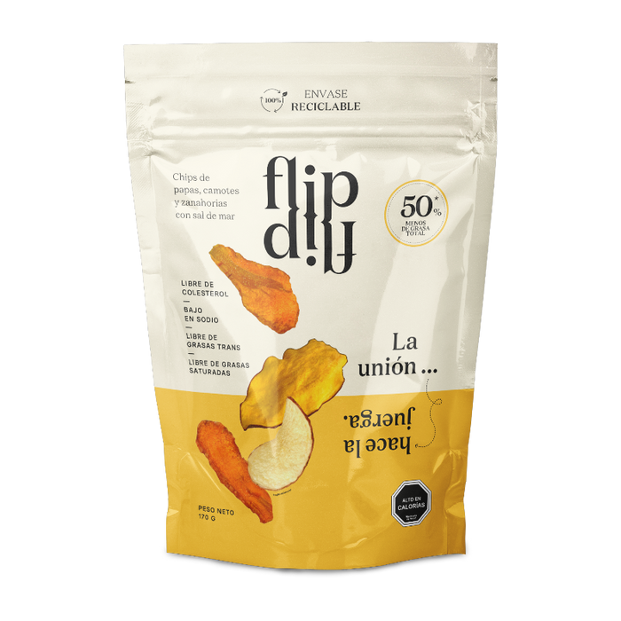 Chips de Papas, Camote y Zanahoria con Sal de Mar 170 g - Flip