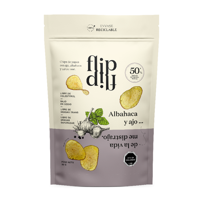 Chips de Papas con Ajo y Albahaca 30 g - Flip