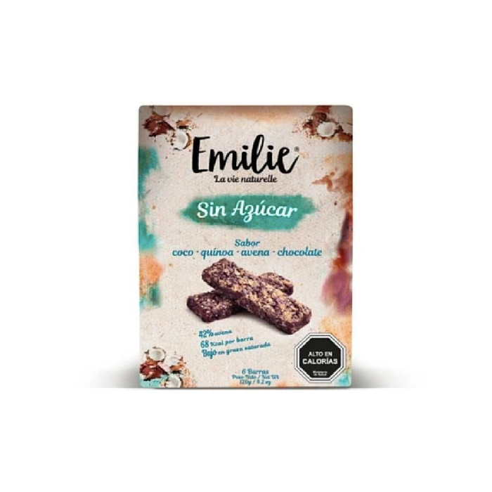 Barra de Cereal Coco, Quìnoa, Avena y Chocolate 120 g (6 un) - Emilie
