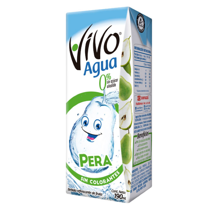 Vivo Agua con Jugo de Fruta Pera 190 ml (3un) - Carozzi