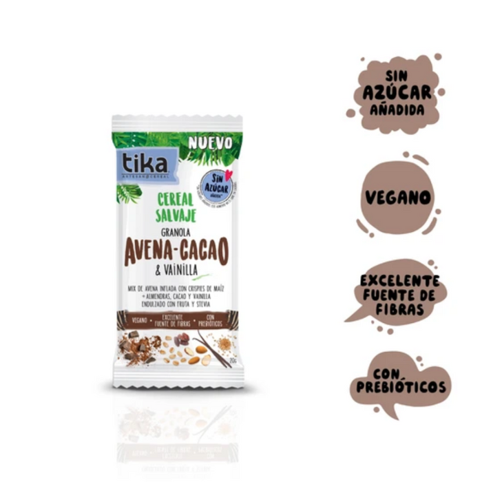 Cereal Salvaje Avena Cacao y Vainilla 20 g - Tika